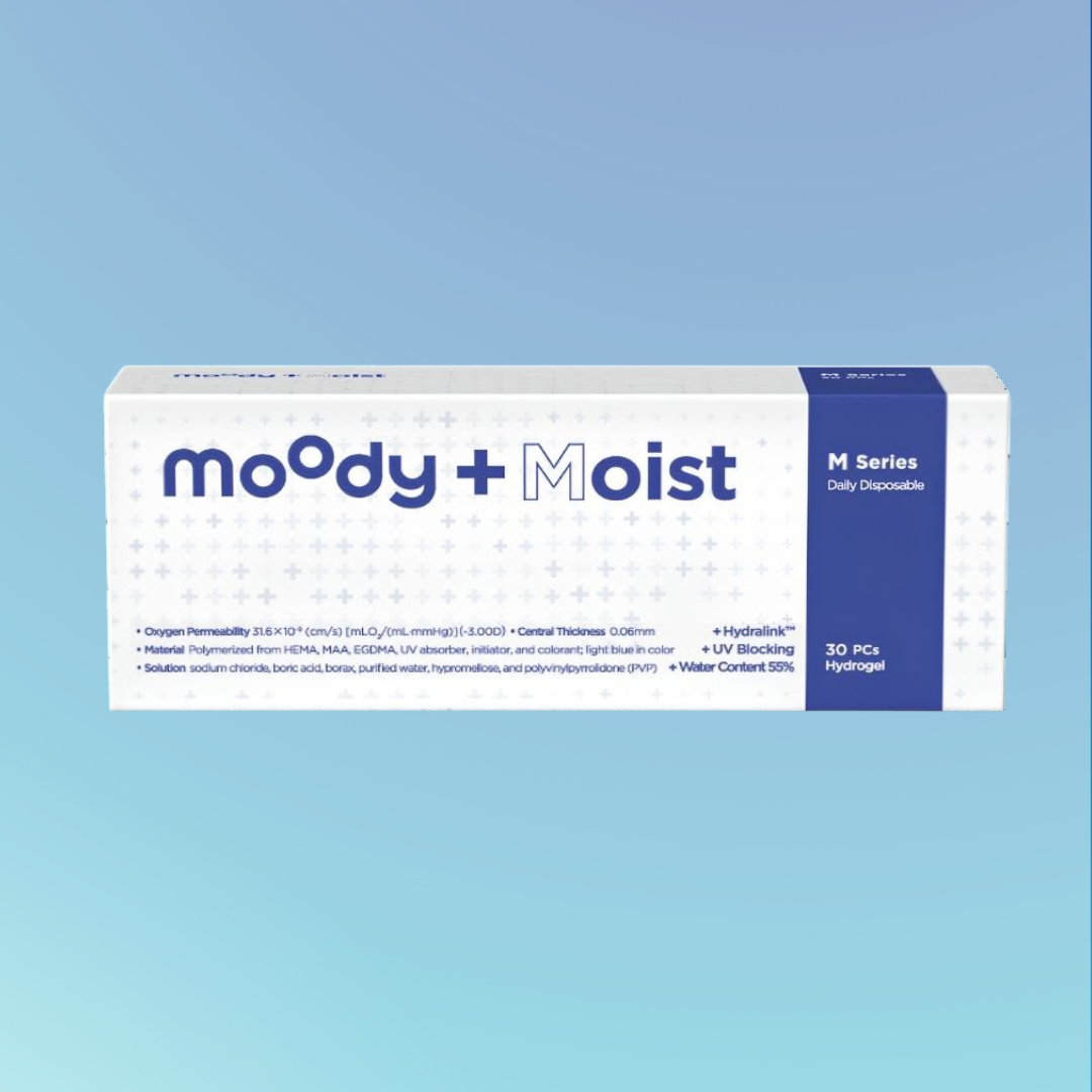 Moody Moist M Series 1-Day contact lens box (30 lenses), front view