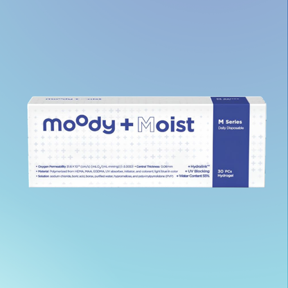 Moody Moist M Series 1-Day contact lens box (30 lenses), front view